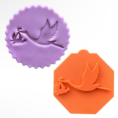 Storch tragen Baby Babyparty Debosser Stempel Fondant Cupcake Glasur Keks