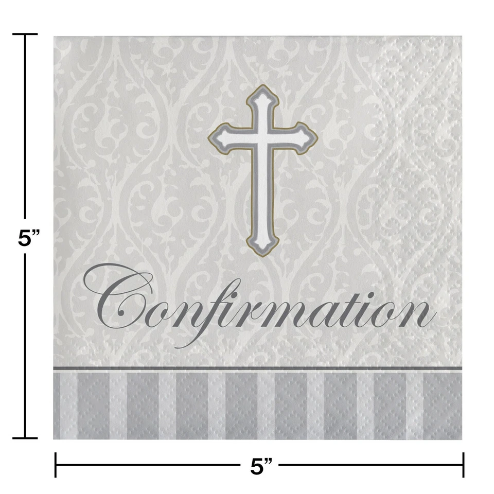 Confirmation Napkins Beverage Napkin Cross Devotional Party Religious 16ct - Image 2 of 2