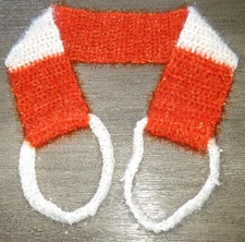 25 INCH ORANGE WHITE WIDE STRIPE WINTER SCARF LOOP ENDS GIRLS WOMEN