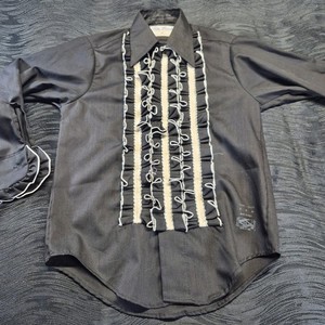 Palm Beach Ruffled Tuxedo Shirt Black/White Size Youth Medium French Cuffs