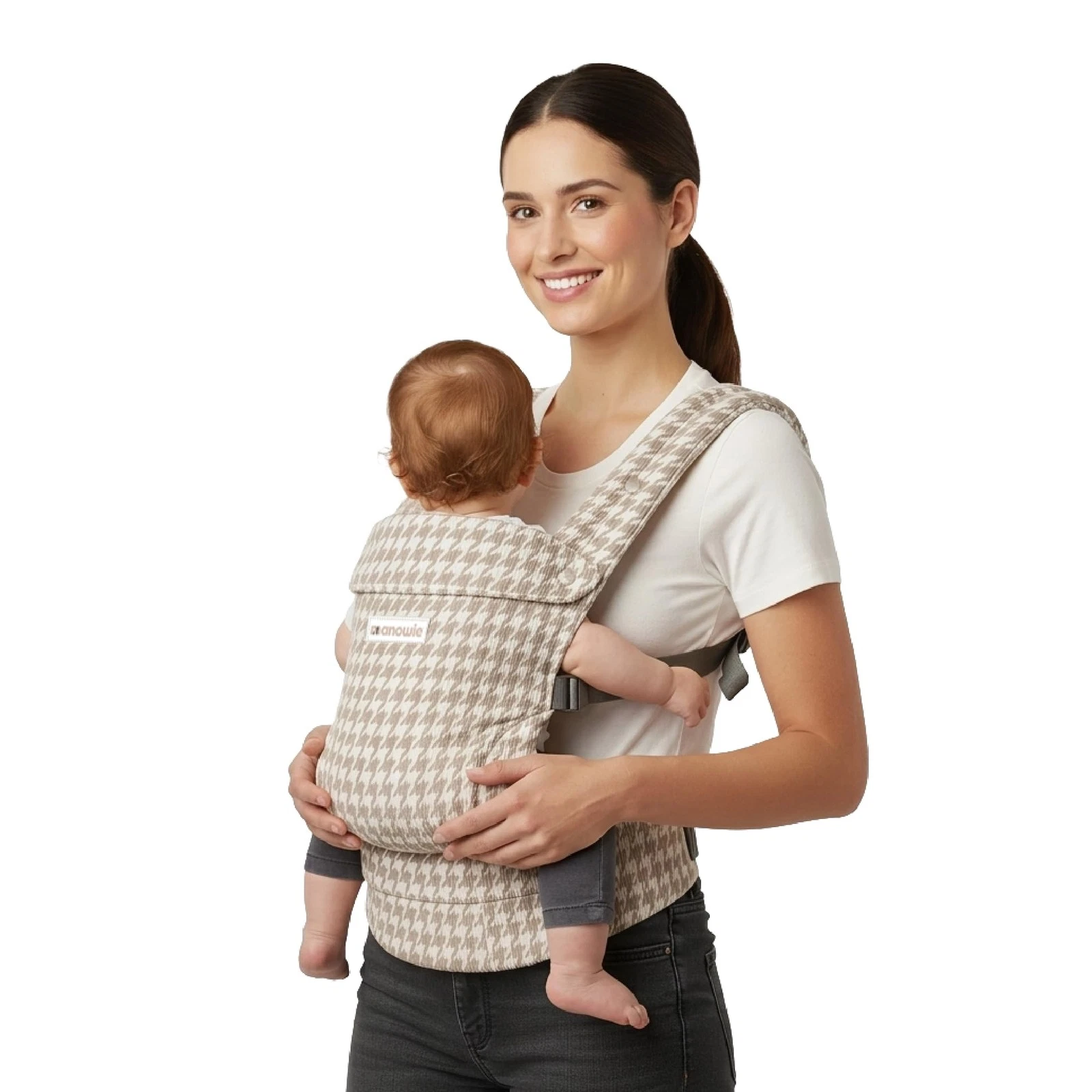 Manowie Baby Carrier - Forward & Back Facing Multi Position, 3 Cream Dogtooth
