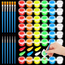 6 Set Halloween Glow in the Dark Paint with Paint Brushes, Long Lasting Neon Pai