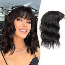 Dark Brown Short Wavy 14in Women Premium Hair Topper