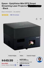 Epson EpiqVision Mini EF12 Smart Streaming Laser Projector MODEL HA14A