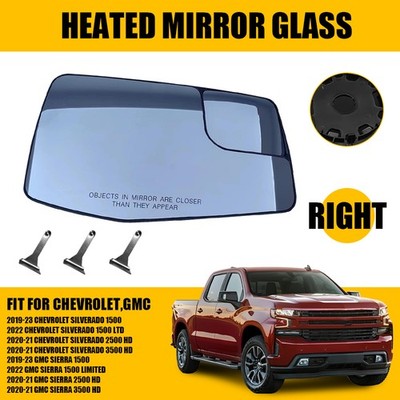 Right Mirror Glass Fits 2019-2023 Chevrolet Silverado 1500 GMC Sierra 1500