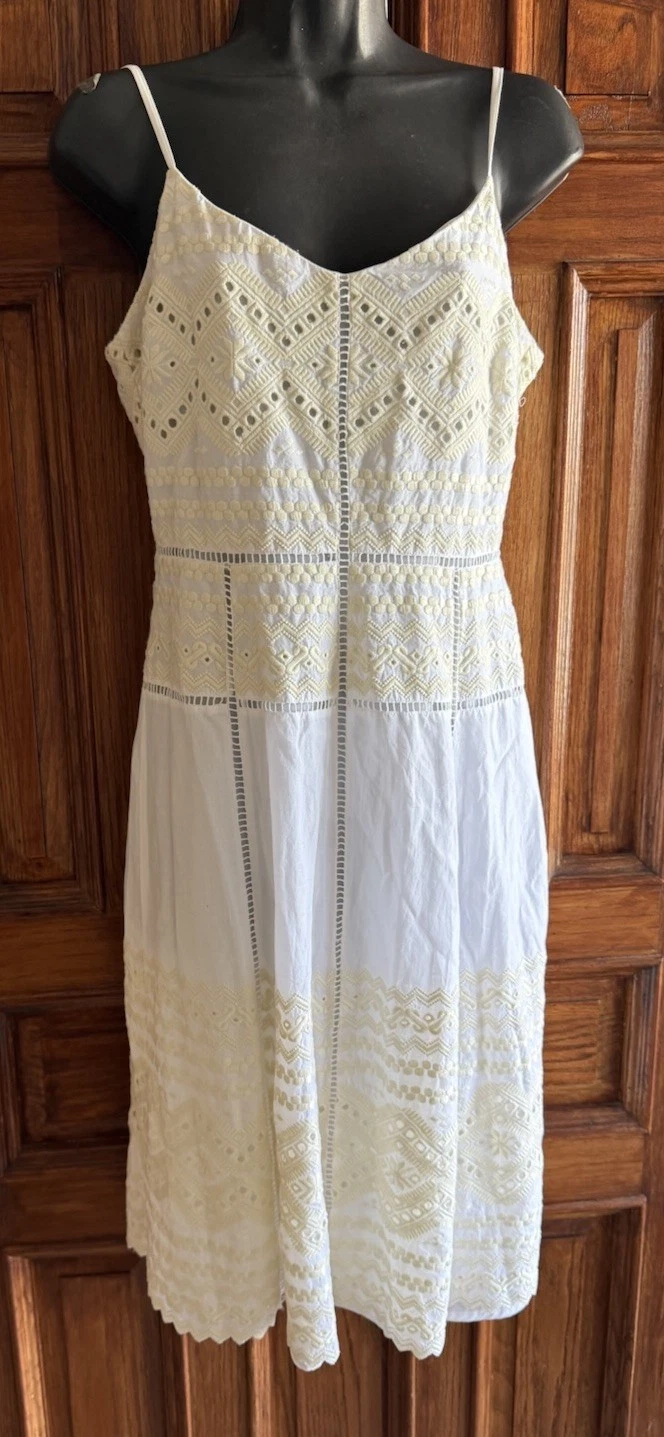 Abito TORY BURCH Tiara ricamato bianco avorio cotone 8