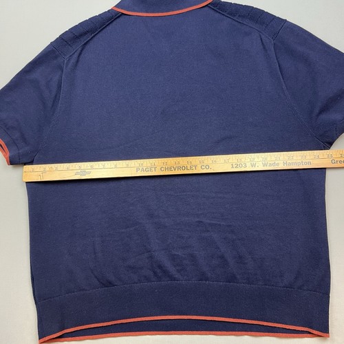 Polo Mr Turk Hombre XXL 2XL Algodón Acanalado Retro Azul Marino Salón Informal Usado en Excelente Condición - Imagen 6 de 7