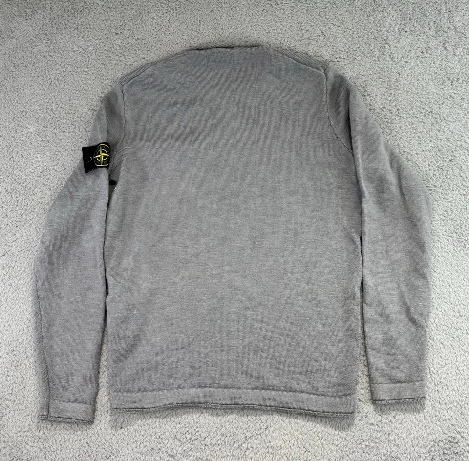 Stone Island Sudadera Adulto Cuello Redondo Manga Larga Logo Para Hombre Talla Pequeña Gris Foto 4 de 4