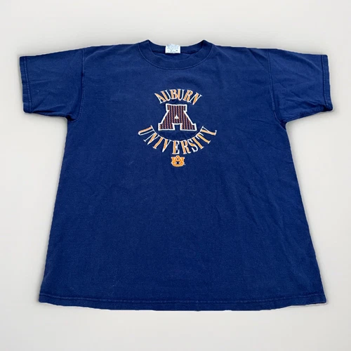 Auburn Tigers Shirt Mens M Blue Vintage 90s Alabama Embroidered Logo - Picture 1 of 7