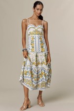NWT's Farm Rio Sicily Off-White Midi dress Women's size Large