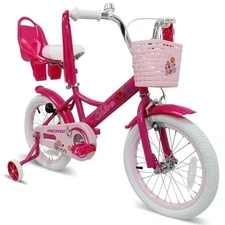 16" Princess Girls Kids Bike Training Wheels Doll Carrier Bell Ages 4-7 Years