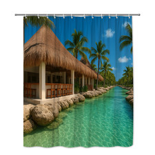 Beach Paradise Shower Curtain for Tropical Bathroom Decor