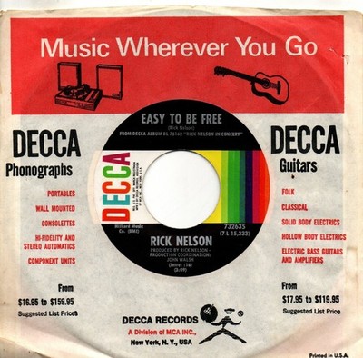 Rick Nelson:Easy to be free/Come on in:US Decca:1970