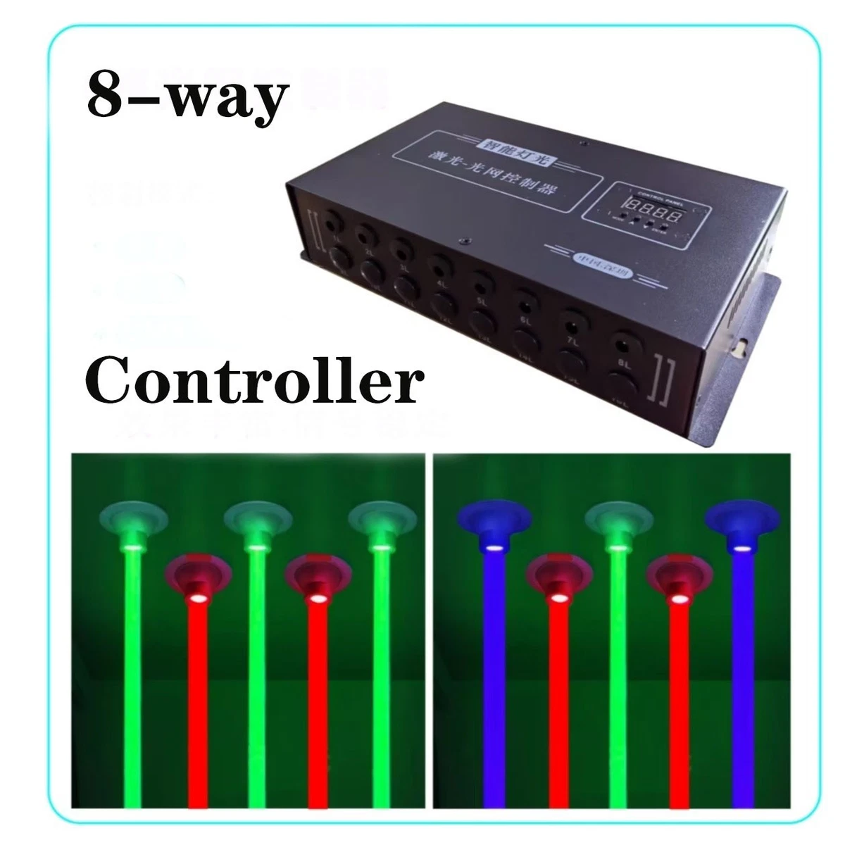 Controlador LED RGBW 8x8A Decodificador con Pantalla Digital 8 Canales DMX512-8CH