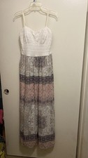 Lily Rose Womens Boho Maxi Tank Dress L Large White Textured Top Bohemian