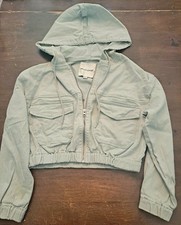 Cropped Hoodie Drawstring Jacket Outerwear Front Pockets Juniors Youth Size:XS