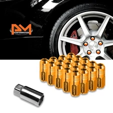 M12X1.25 Orange JDM Closed End Cone Hex Wheel Lug Nut+Extension 20mmx50mm 20Pc