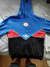 Adidas Originals Manchester United OG Hoodie Mens Medium Blue Retro Pullover