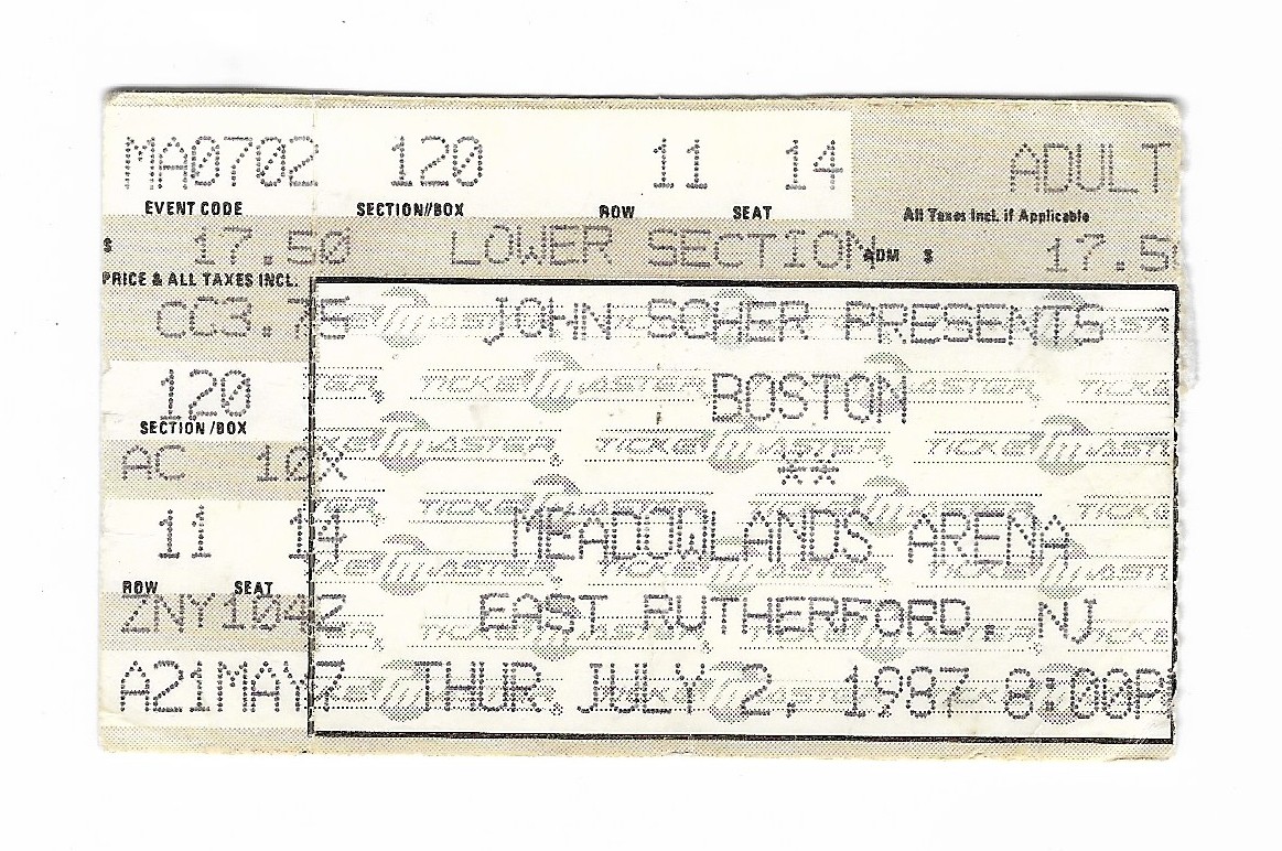 Boston the band & Farenheit 7/2/87 E Rutherford NJ Meadowlands Ticket Stub