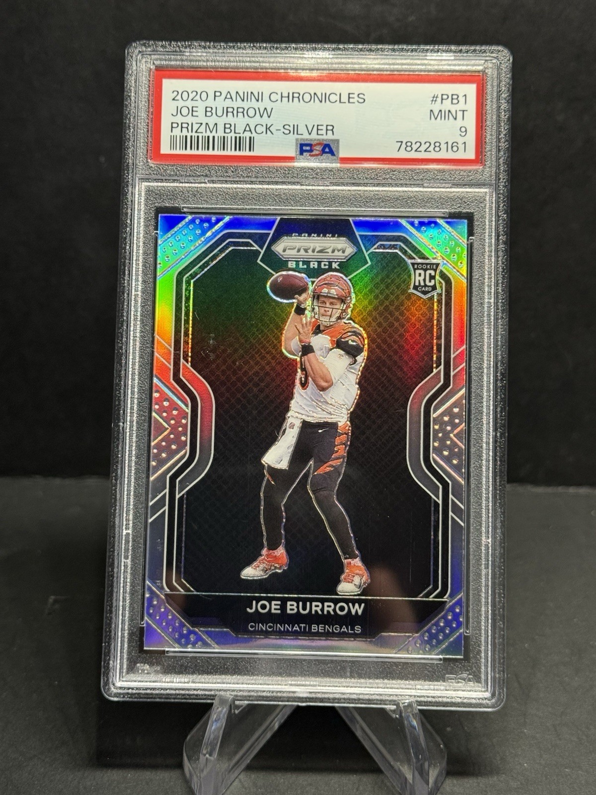 2020 Panini Chronicles - Prizm Black Joe Burrow #PB-1 Silver (RC) PSA 9