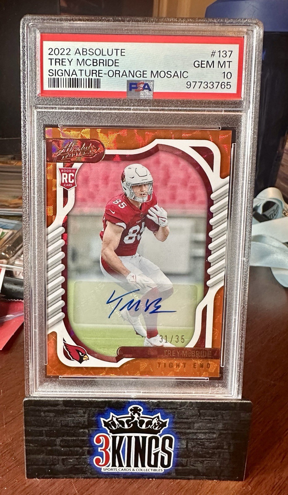 Trey McBride Panini Absolute #137 Autograph Orange Mosaic