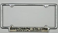 Vintage Brown Olds Battle Creek Michigan License Plate Frame Pre 1956 14x7