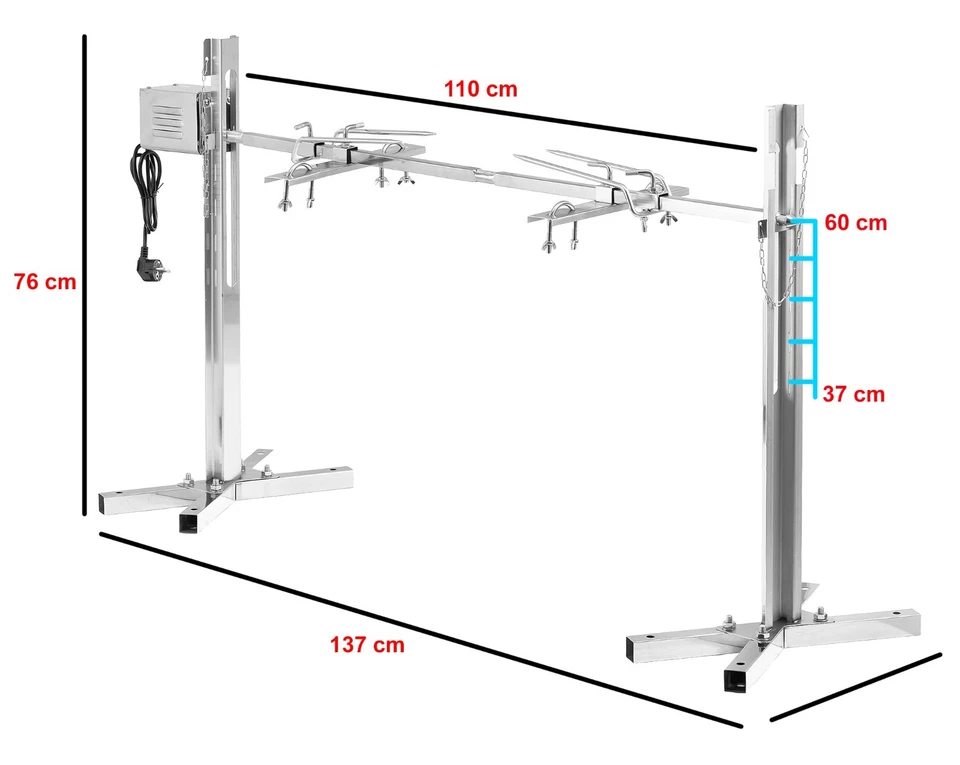 Spanferkelgrill elektisch Drehspieß mit Motor Lammgrill Edelstahl 25 kg - Bild 4 von 4