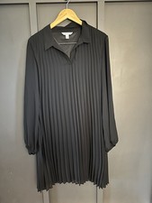 NWT Nine West Women Dress Black Pleated Shirt Collar - Size 2X