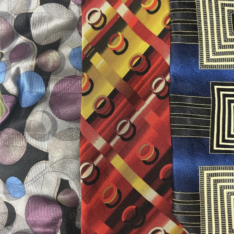 LOTE 10 corbatas vintage años 90 RESTRACTAS ART DECO corbatas geométricas SEDA Foto 4 de 4