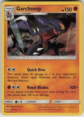 Pokemon Garchomp Holo Rare SM - Forbidden Light 62/131 NM