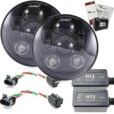 Eagle Lights Gen III 7in Round LED Headlight Kit Black Jeep Wrangler JK