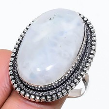 Natural Moonstone Gemstone 925 Sterling Silver Jewelry Ring Size 9 US