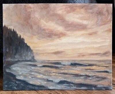 ORIGINAL Oil Painting Oregon Ocean Beach Landscape Contemporary Fine Art 8''x10''