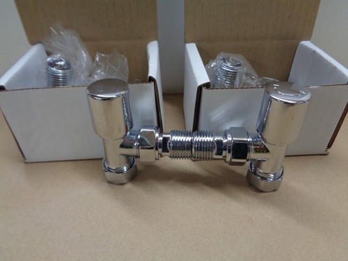 Radiator / towel rail valves 3 x Angled Lock shield - Wheelhead Chrome