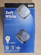 New Philips Soft White 60w Light Bulbs 120v A19 4pk Old Style Glass Non Led