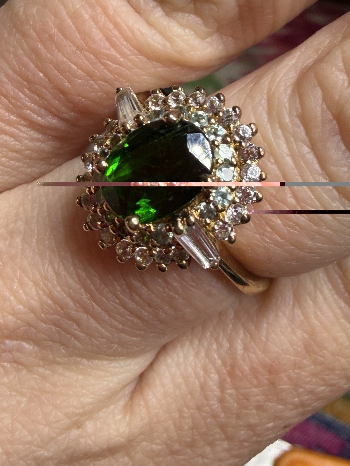 Sterling Silver Ring Green Oval Statement Size 9 … - image 5