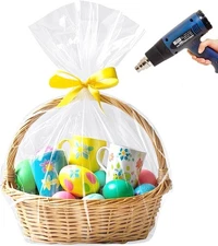 LazyMe Christmas Basket Cellophane Shrink Bags, 24x30 inch, Wrap 10pcs 