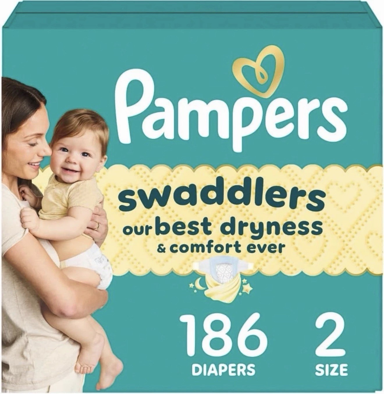 Pampers Swaddlers Disposable Diapers Size 2, 186ct BreatheFree Liner Leak Guards