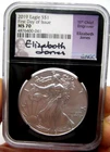 2019 AMERICAN SILVER EAGLE ~ NGC - MS70 First Day Issue ~ Signed Eliz. Jones