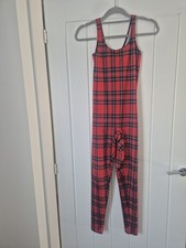 Blackmilk Red Tartan Catsuit, Size Small UK