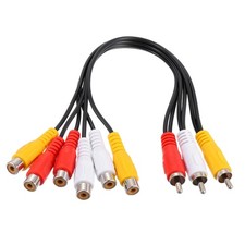 Audio Video Splitter Cable 3 RCA Male Jack to 6 RCA Female Plug 25cm Cord New