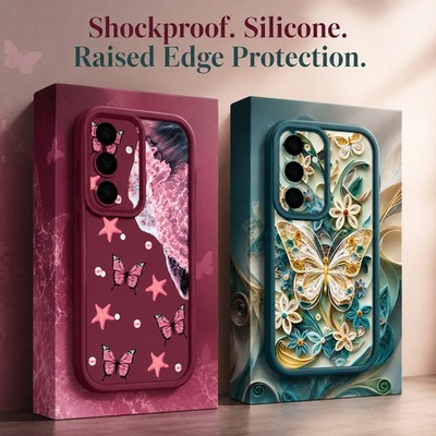 Für Samsung S26 Ultra S25 S24+ A57 A17 A16 A56 Case Schleife Blumen TPU Cover