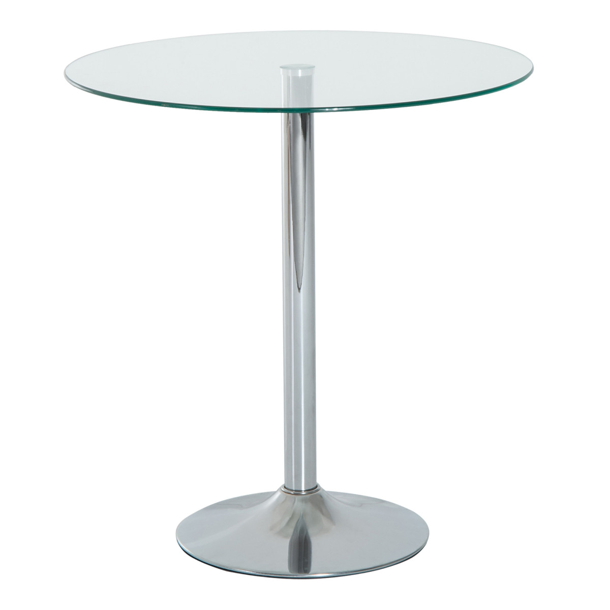 HOMCOM Round Dining Table Bistro Pub Counter with Tempered Glass Top for Kitchen