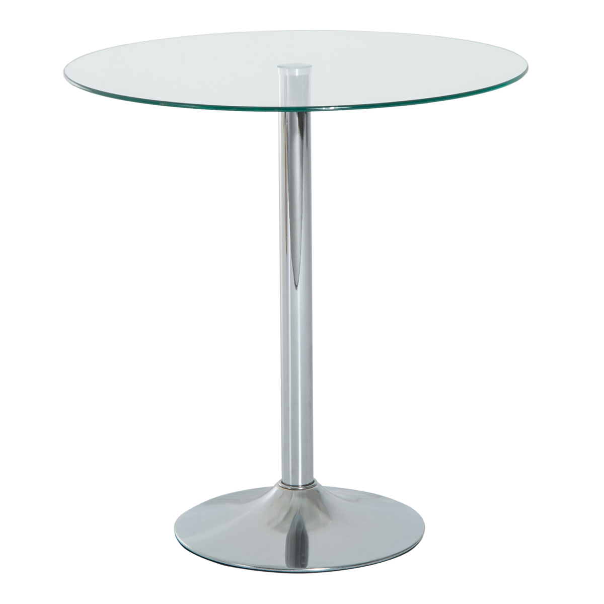 HOMCOM Round Dining Table Bistro Pub Counter with Tempered Glass Top for Kitchen