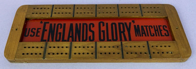 Englands Glory Matches Vintage Werbung Glasfront Pub Cribbage Board
