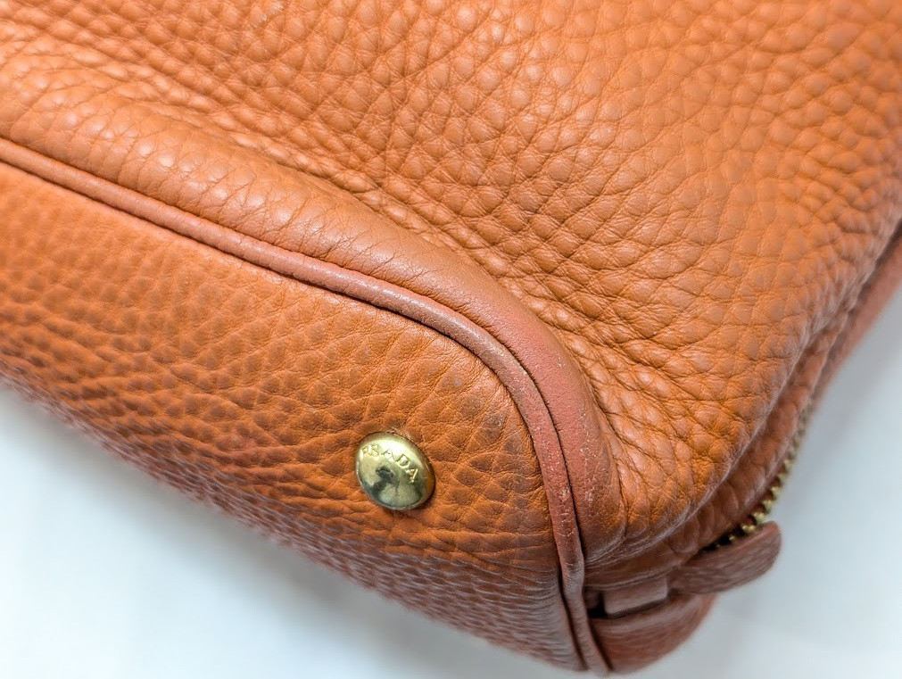 PRADA Vitello Daino Logo Leather 2way Shoulder Tote Bag Orange BN1713 Authentic thumbnail 10