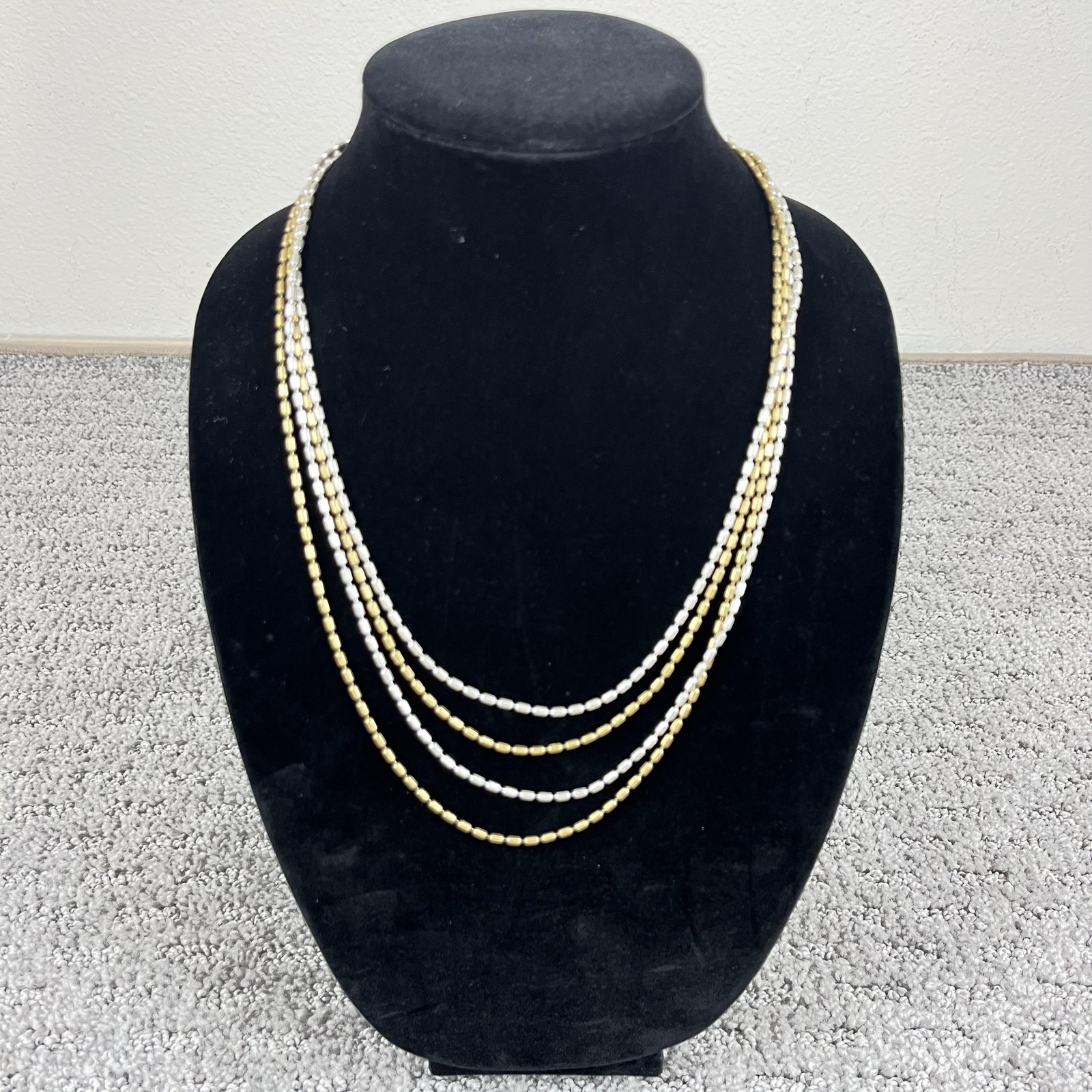 Stella & Dot Silver Tone Gold Tone Multi Strand Necklace Women Jewelry