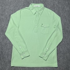 Criquet Long Sleeve Polo Shirt Lime Green Pima Cotton Golf Casual Pocket Men M