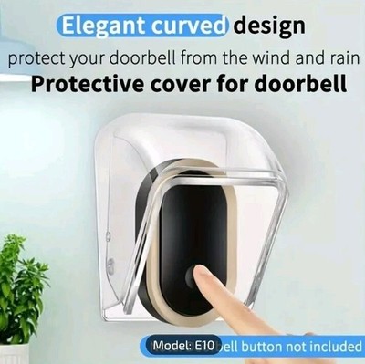  (New)E10 Rainproof Doorbell Button Cover With Screws & Double Sided Adhesive 