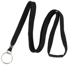 Lanyards Pack of 100, Black 3/8" with Split Ring and Breakaway, PN: BL-34R-BLK